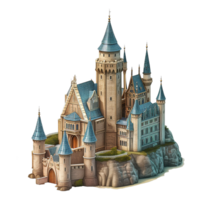 ai generado fantasía castillo 3d icono aislado en transparente antecedentes png