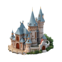 ai gerado fantasia castelo 3d ícone isolado em transparente fundo png