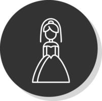 novia línea gris icono vector