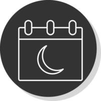 Luna calendario línea gris icono vector