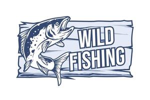 Wild fishing logo design template vector