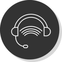 auriculares línea gris icono vector