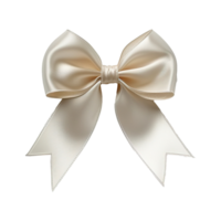 AI generated White satin ribbon bow isolated on transparent background png