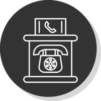 teléfono cabina línea gris icono vector