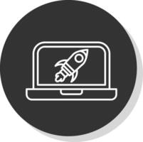 Rocket Line Grey  Icon vector