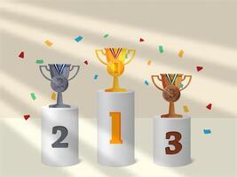 Podium Winner Trophy employee appreciation day with shadow overlay design icon logo element vector