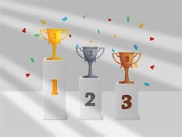 Podium Winner Trophy employee appreciation day with shadow overlay design icon logo element vector