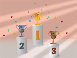 Podium Winner Trophy employee appreciation day with shadow overlay design icon logo element vector