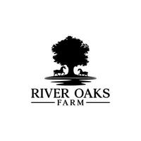 River oaks farm Horse nature landscape logo design icon element vector