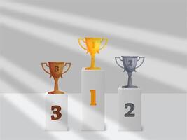 Podium Winner Trophy employee appreciation day with shadow overlay design icon logo element vector