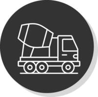 Concrete Mixer Truck Line Grey  Icon vector