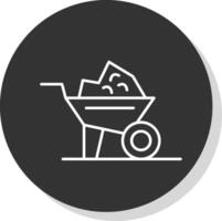 Wheelbarrow Line Grey  Icon vector