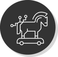 troyano caballo línea gris icono vector