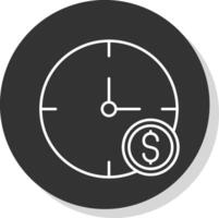 hora es dinero línea gris icono vector