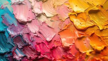 ai generado vibrante multicolor pintar textura de cerca foto