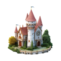 ai gerado fantasia castelo 3d ícone isolado em transparente fundo png