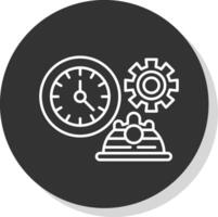 trabajando horas línea gris icono vector