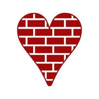 Brick Textured Heart Icon vector