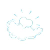 Heart Hiding Behind Cloud Sketch Illustration vector