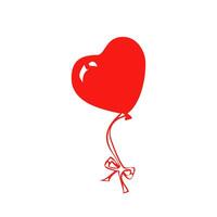 Red Hand Drawn Heart Balloon With Ribbon Icon vector