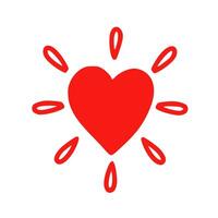 Simple Hand Drawn Red Shining Heart Icon vector