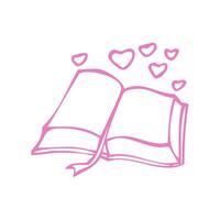 Hand Drawn Pink Book With Hearts Illustration vector