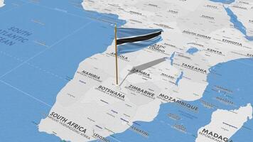 Botswana Flag Waving with The World Map, Seamless Loop in Wind, 3D Rendering video