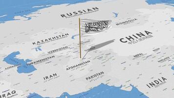 Afghanistan Flag Waving with The World Map, Seamless Loop in Wind, 3D Rendering video