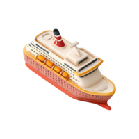 AI generated Cruise ship 3d icon isolated on transparent background png