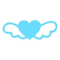 Blue Heart With Linear Wings Icon vector