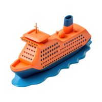 AI generated Cruise ship 3d icon isolated on transparent background png