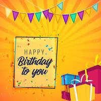 Happy Birthday Celebration Background With Gift Boxes Vector Illustration