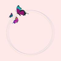 Round Frame With Butterflies vector