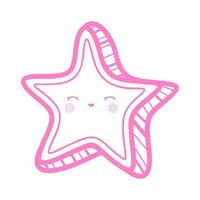 mano dibujado rosado kawaii estrella icono vector