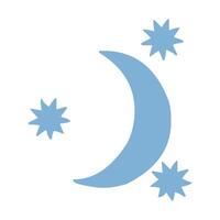 azul creciente Luna y estrellas icono vector