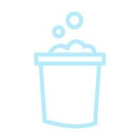 Blue Bucket With Soap And Bubbles Line Icon vector