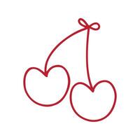 Two Cherries Tied Together Line Icon vector