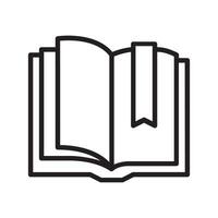 Black And White Open Book With Bookmark Line Icon vector