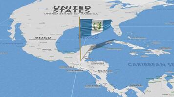 Guatemala Flag Waving with The World Map, Seamless Loop in Wind, 3D Rendering video