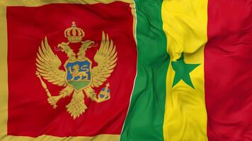 Senegal and Montenegro Flags Together Seamless Looping Background, Looped Bump Texture Cloth Waving Slow Motion, 3D Rendering video