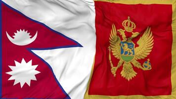 Nepal and Montenegro Flags Together Seamless Looping Background, Looped Bump Texture Cloth Waving Slow Motion, 3D Rendering video