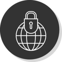Global Security Line Grey  Icon vector