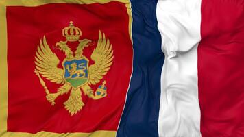 France and Montenegro Flags Together Seamless Looping Background, Looped Bump Texture Cloth Waving Slow Motion, 3D Rendering video