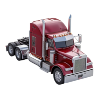 AI generated Red semi-trailer truck 3d icon isolated on transparent background png