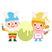 Happy Easter gnomes with bunny rabbit ears, Cute gnomes wearing bunny ears, Easter and spring png