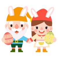 Happy Easter gnomes with bunny rabbit ears, Cute gnomes wearing bunny ears, Easter and spring, png