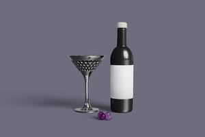 Modern Wine and Glass Bottle Mockup Front View photo