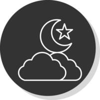 noche línea gris icono vector