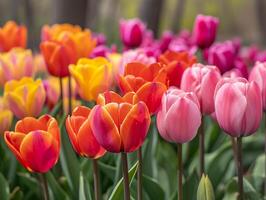 ai generado belleza tulipán flor vibrante vistoso flora ai generativo foto