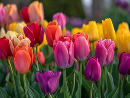 ai generado belleza tulipán flor vibrante vistoso flora ai generativo foto